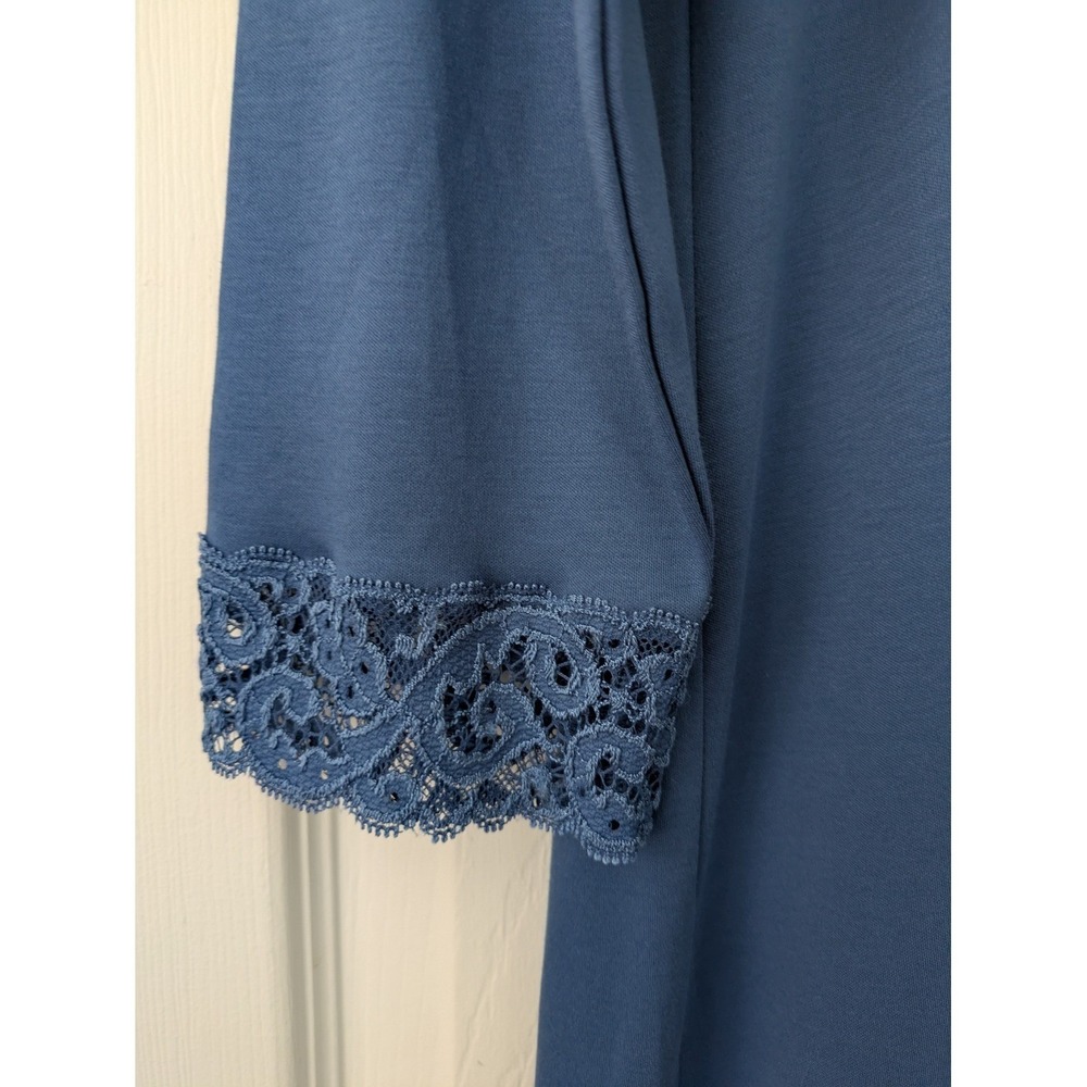 Hanro 77162 Moments Lace Trim Cotton Nightgown Cotton Size XS True Navy NWT $195 - Picture 3 of 7